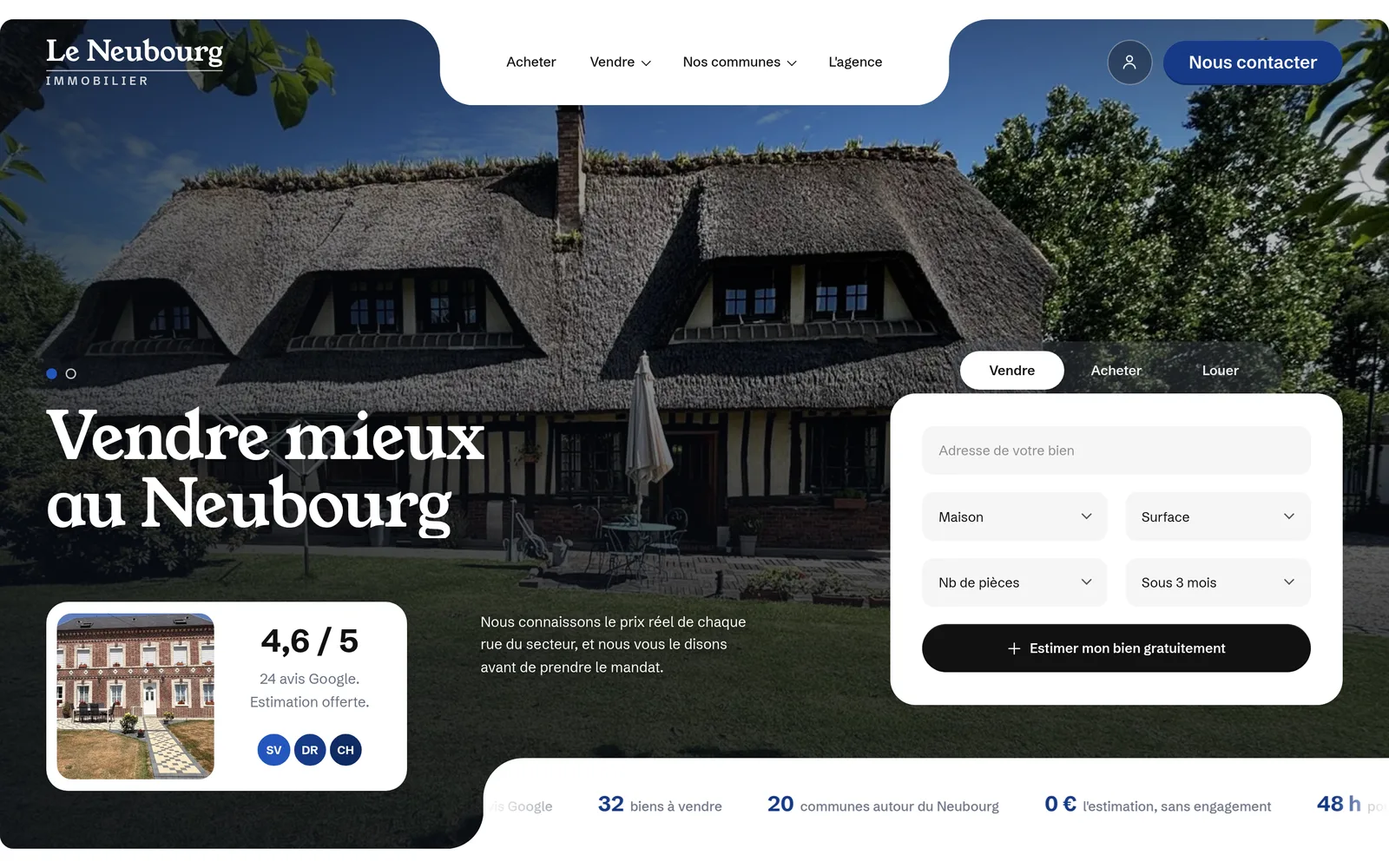 Maquette de la page d'accueil du futur site Le Neubourg Immobilier